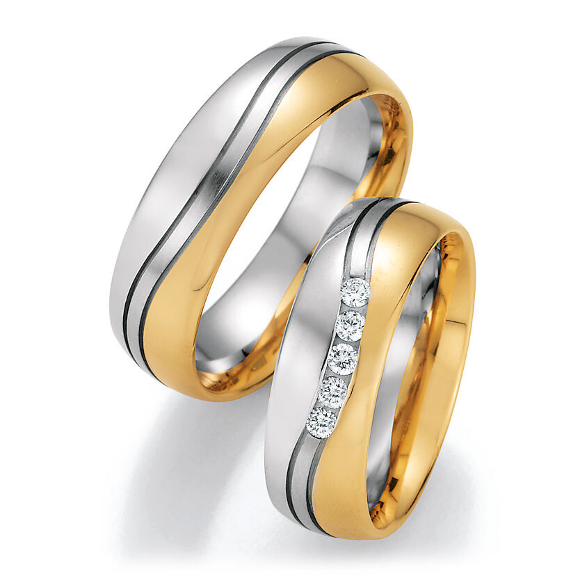 Trauringe Weißgold & Gelbgold Brillant Ruesch 66/40110 & 66/40120