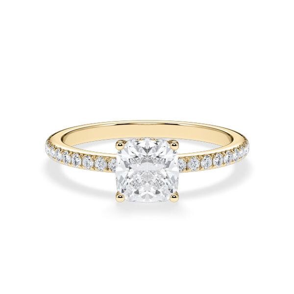 Verlobungsring Classic Hidden Halo Lab-Grown Cushion Gelbgold Rubin RU-1898
