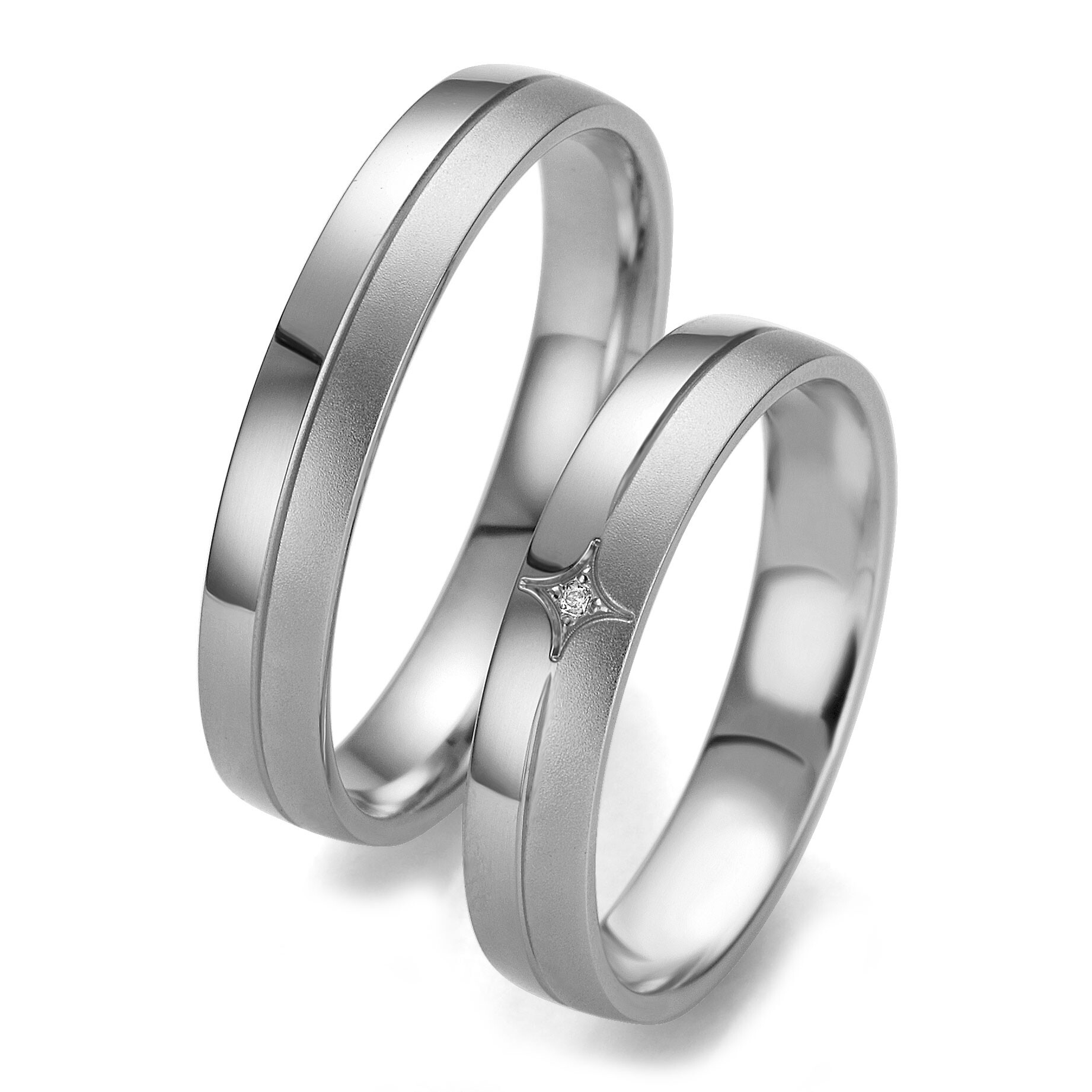 Trauringe Weißgold Smart Line Breuning 48/07099 & 48/007100