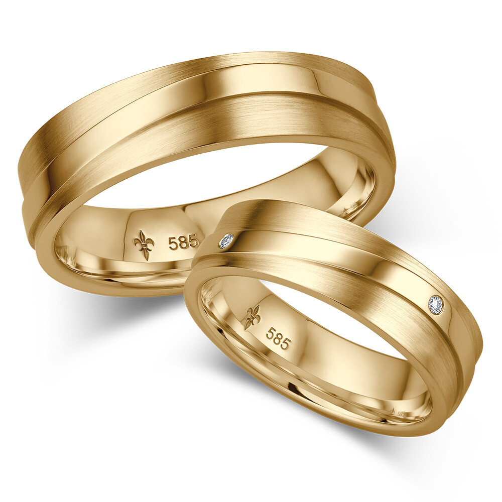 Giloy Trauringe Justine Gelbgold TR-0-00027 & TR-1-00027