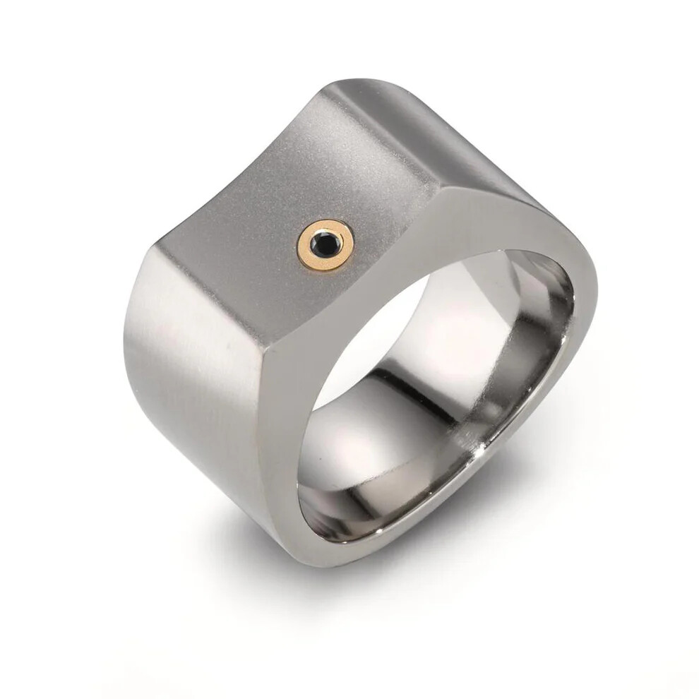 Herrenring aus Titan & 18k Gold Diamant schwarz TeNo 52732