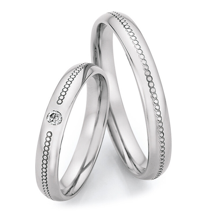 Collection Ruesch Trauringe Edelstahl 88/23130 & 88/23140 Millgriff-Optik