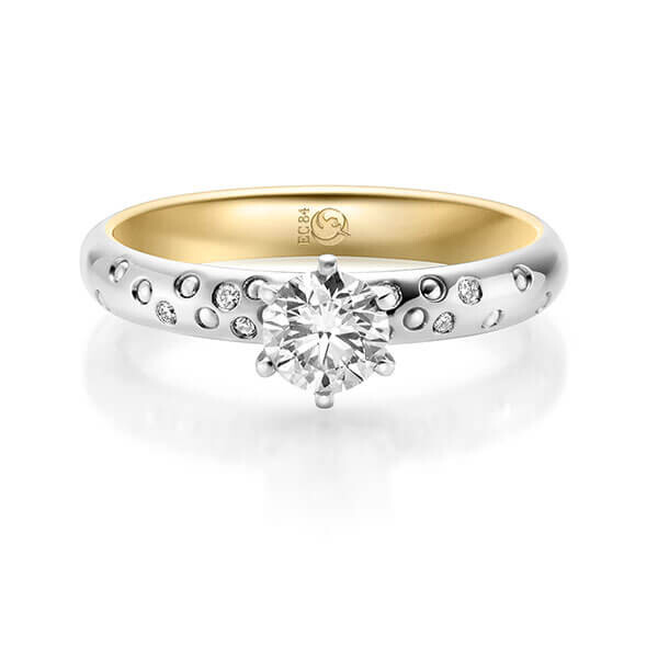 Diamantring Weißgold 333 & Gelbgold 333 zus. 0,530 ct, Lab-Grown & tw,si Brillant Rubin RU-1726-15