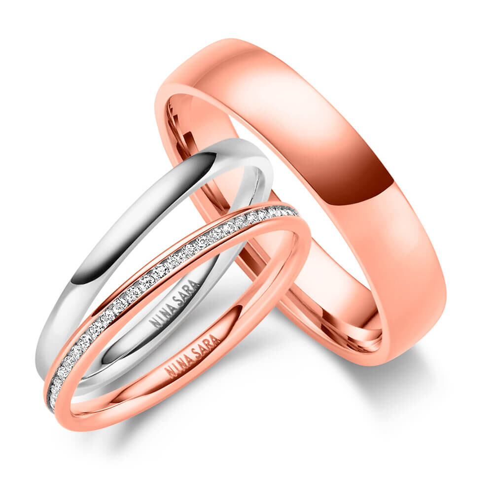 Edelstahlringe Rosé Triset Zirkonia Nina Sara NS-G7