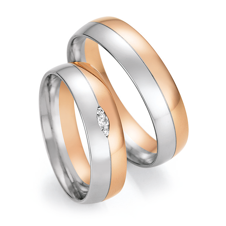 Ruesch Trauringe 66/46130 & 66/46140 aus Weißgold 585 & Rotgold 585