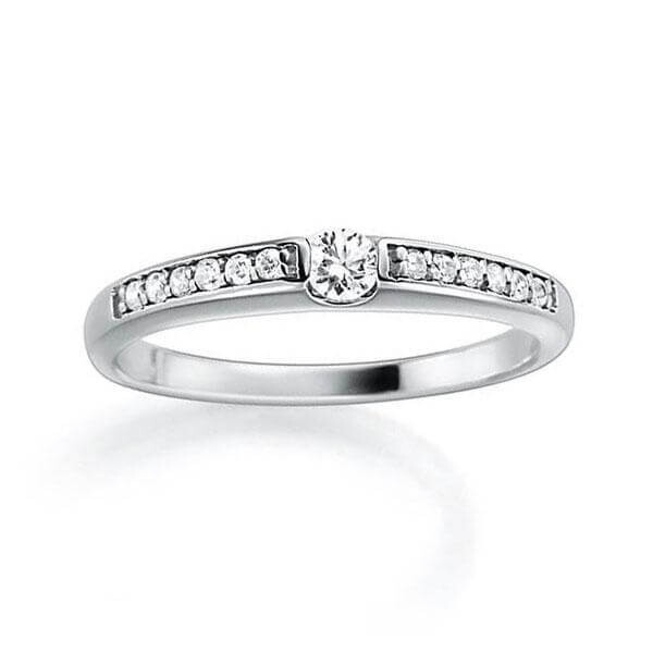 Diamantring mit seitlichem Steinbesatz Weißgold Rubin RU-1273