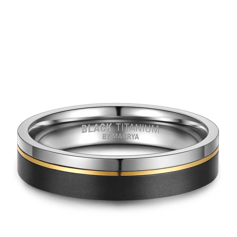 Einzelring Herren liegend Black Titanium BT-02