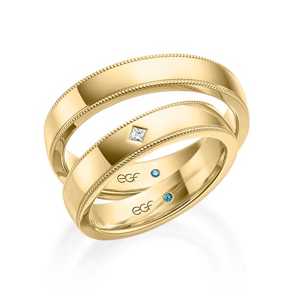 egf Trauringe Gelbgold Perlfuge Prinzess F-1313-2