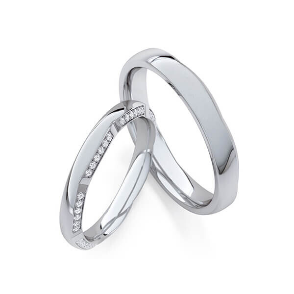 Paar Trauringe / Eheringe Graugold 585/- zus. 0,210 ct, tw, si - RU-1775-5