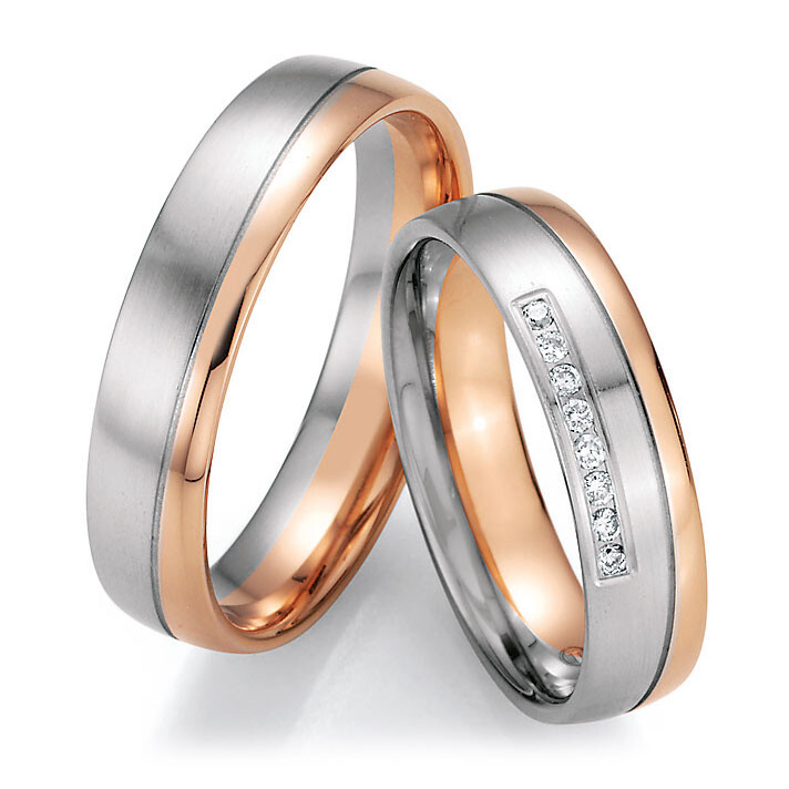 Trauringe Weißgld & Roségold Brillant Ruesch 66/40150 & 66/40160