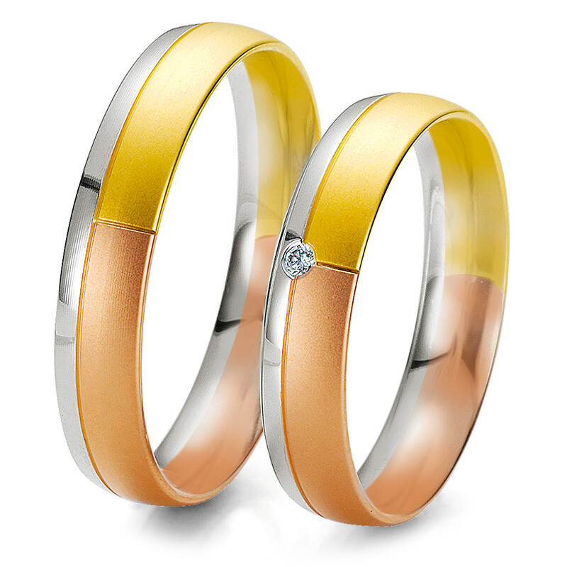 Trauringe Tricolor Rainbow Breuning 48/06201 & 48/06202