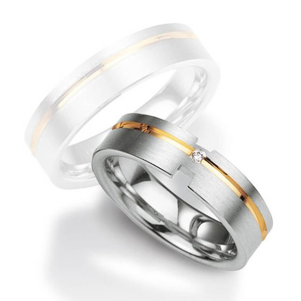 Partnerring Silber 925 & Gold Breuning 48/08009