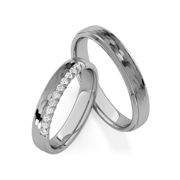 Paar Trauringe / Eheringe Platin 600/- zus. 0,240 ct, tw, si - RU-1837-5