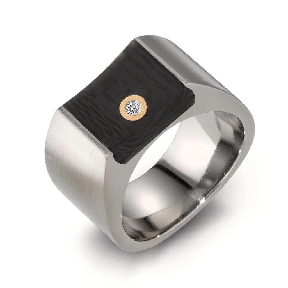 Herrenring Titan Carbon & 18k Gold Diamant TeNo 52731