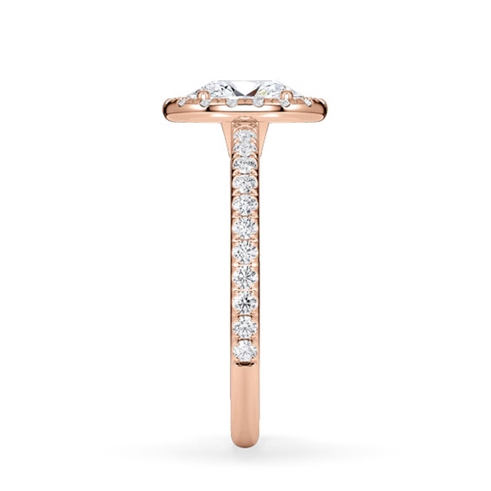 Verlobungsring Rotgold 750 mit 0,5 ct Oval-Diamant LG & Hidden Halo Diamantakzenten – Rubin RU-1902-20
