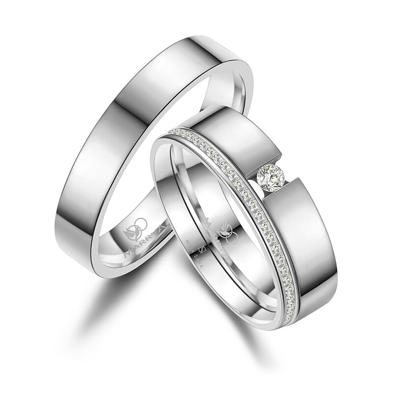 Eheringe Partnerringe Memoire Edelstahl Set Marrya ES-E43