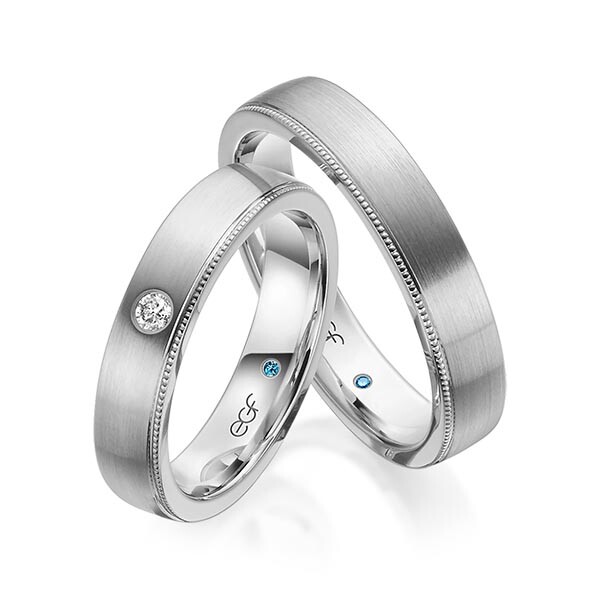 egf Trauringe Palladium-Silber Perlfuge Brillant F-1315-8