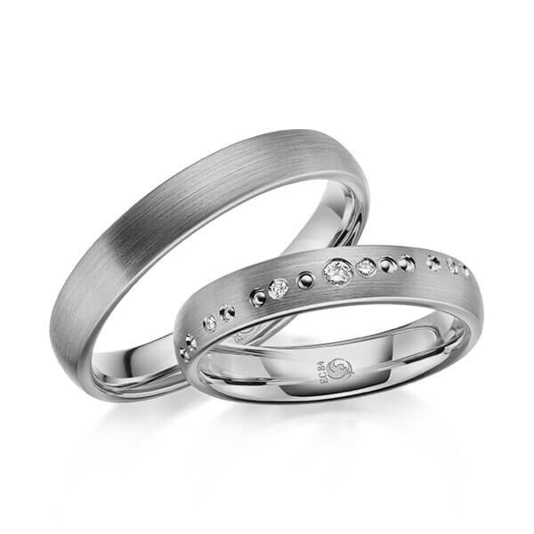 Paar Trauringe / Eheringe Platin 600/- zus. 0,051 ct, tw, si - RU-1632-5