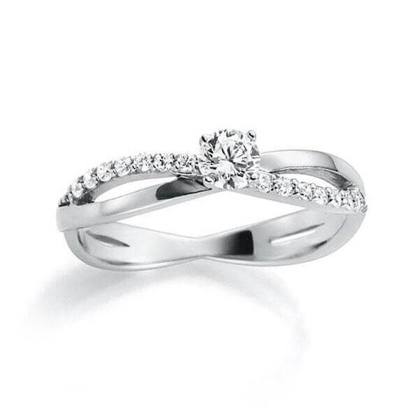 Verlobungsring Weißgold 585 zus. 0,290ct. Diamant tw/vs Rubin RU-1278