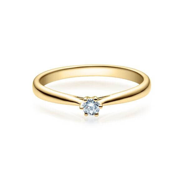 Verlobungsring Solitär Brillant 0,080 ct. w, si Gelbgold 585 6er Kappe Rubin RU-1504