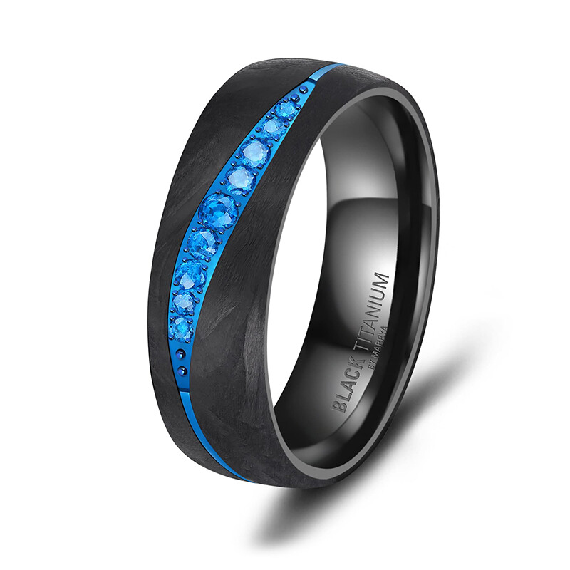 Eheringe Black Titanium Blue Ocean Zirkonia Marrya BT-17