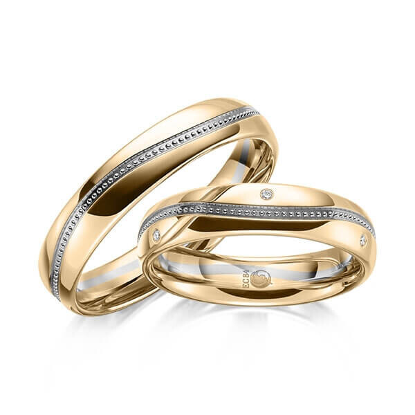 Paar Trauringe / Eheringe Roségold 375/- Graugold dunkel 375/- zus. 0,030 ct, tw, si - RU-1627-20