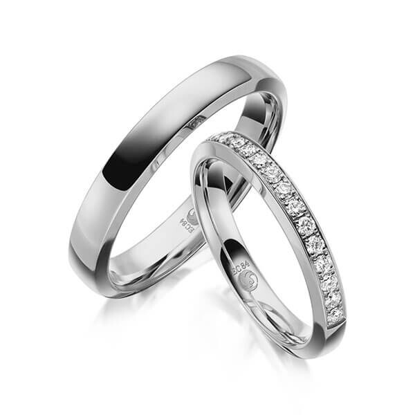 Paar Trauringe / Eheringe Graugold dunkel 375/- zus. 0,340 ct, tw, si - RU-1639-6