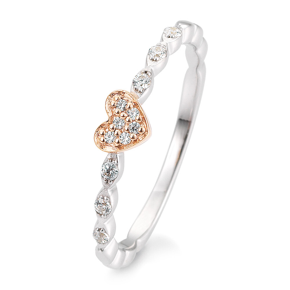 Breuning Ring Herz Weißgold & Rotgold Brillant 41/05710