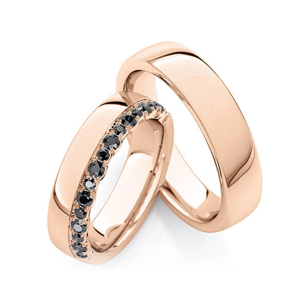 Paar Trauringe / Eheringe Rotgold 333/- zus. 0,760 ct, Black - RU-1766-10