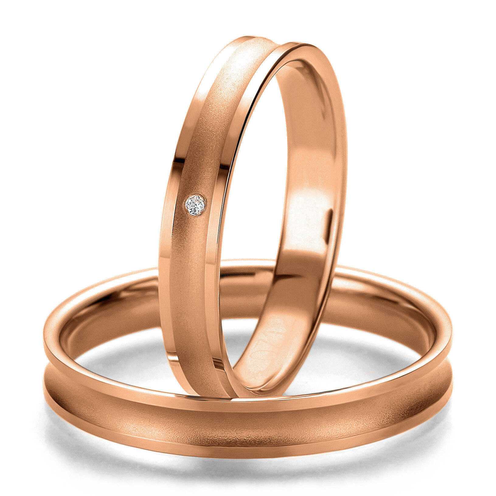 Trauringe Eheringe Rotgold Smart Line Slim Breuning 48/07125 & 48/07126