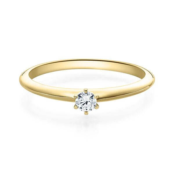 Verlobungsring Gelbgold 750/- zus. 0,080 ct, tw, si - RU-1568-12