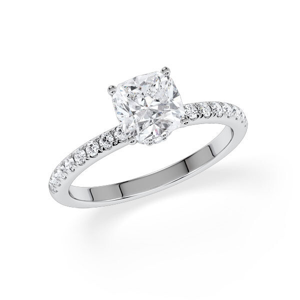 Verlobungsring Veiled Halo Lab-Grown Cushion Weißgold Rubin RU-1889