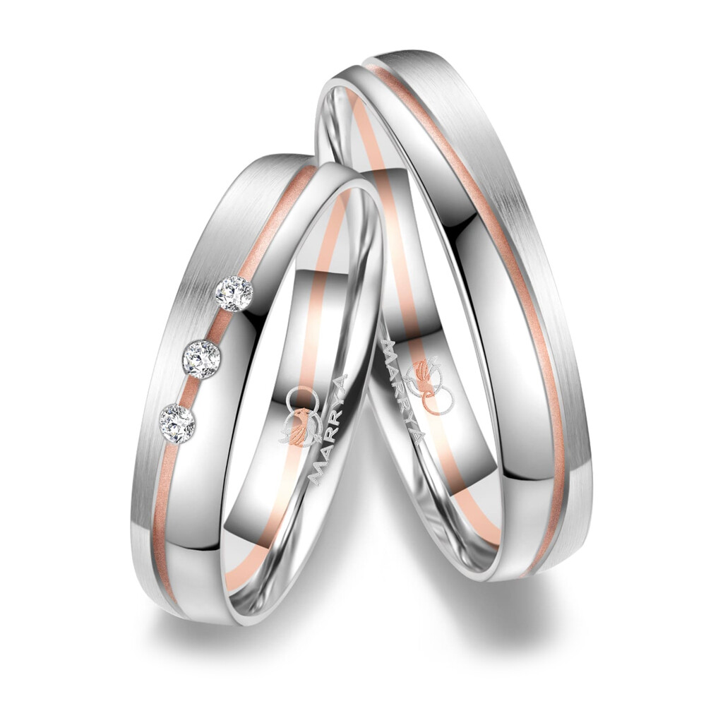 Partnerringe Weißgold 333 & Rotgold 333 Marrya GO-48