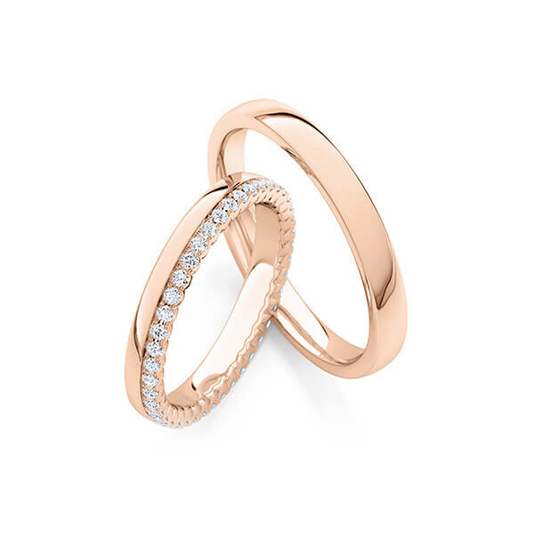 Trauringe Memoire Rotgold 333 Brillant zus. 0,410 ct. tw, si Rubin RU-1764