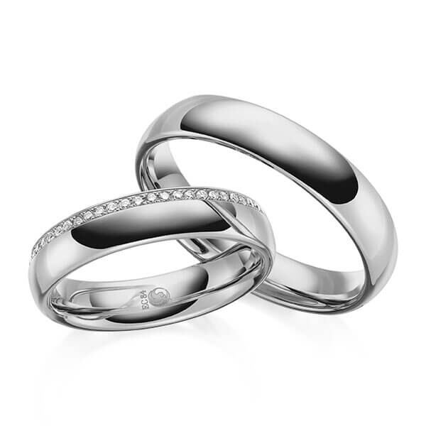Paar Trauringe / Eheringe Innen Graugold dunkel 375/- , außen Graugold dunkel 375/- zus. 0,135 ct, tw, si - RU-1644-15
