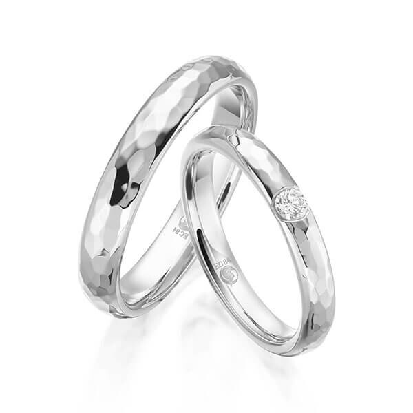 Paar Trauringe / Eheringe Weißgold 333/- zus. 0,080 ct, tw, si - RU-1617-1