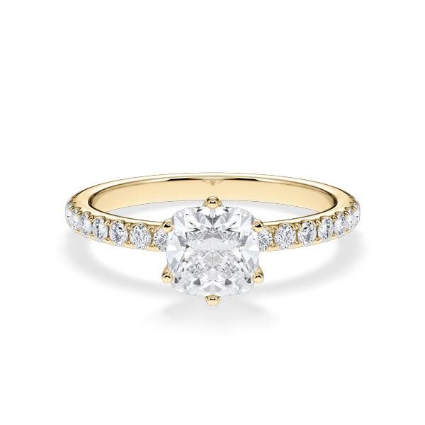 Hollywood-Ring Classic Cushion Gelbgold Rubin RU-1880
