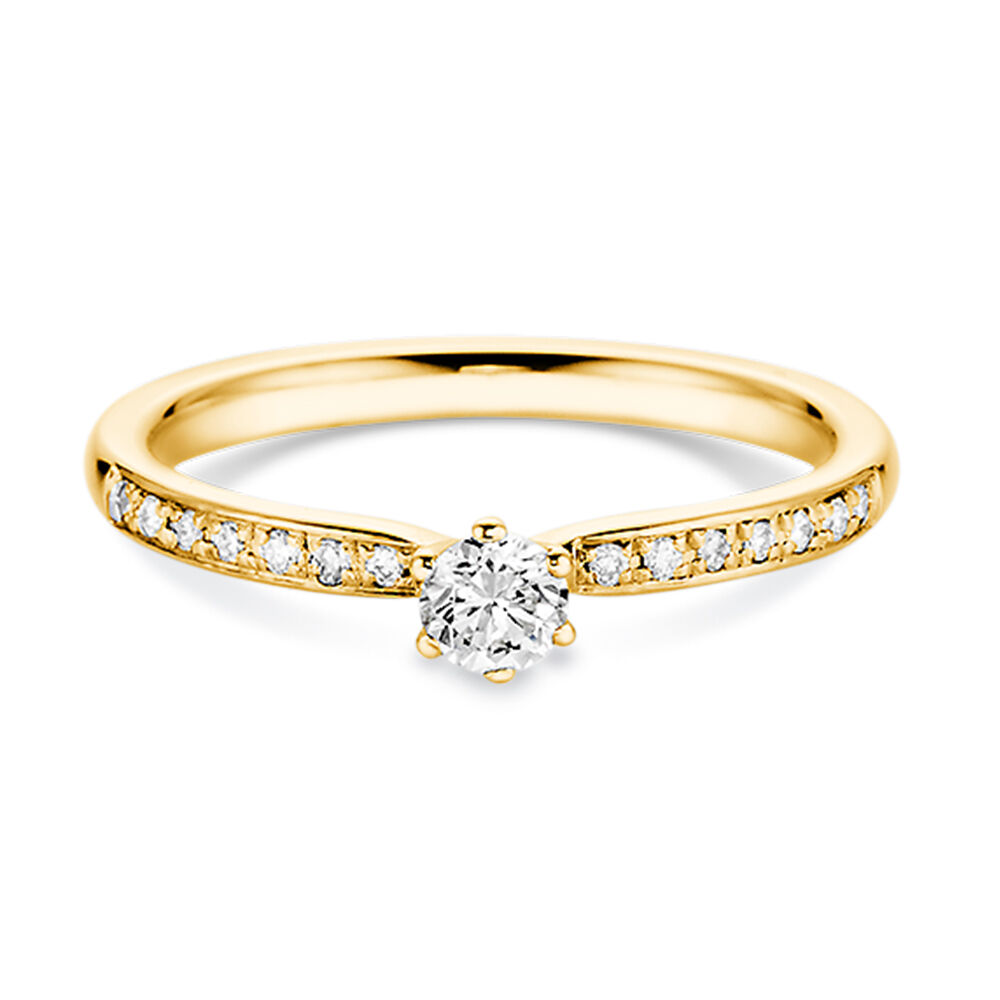 Verlobungsring Gelbgold 750 mit Brillant 0,30 ct Pavé – Dettinger 26963