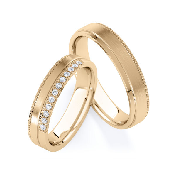 Paar Trauringe / Eheringe Roségold 375/- zus. 0,120 ct, tw, si - RU-1833-4