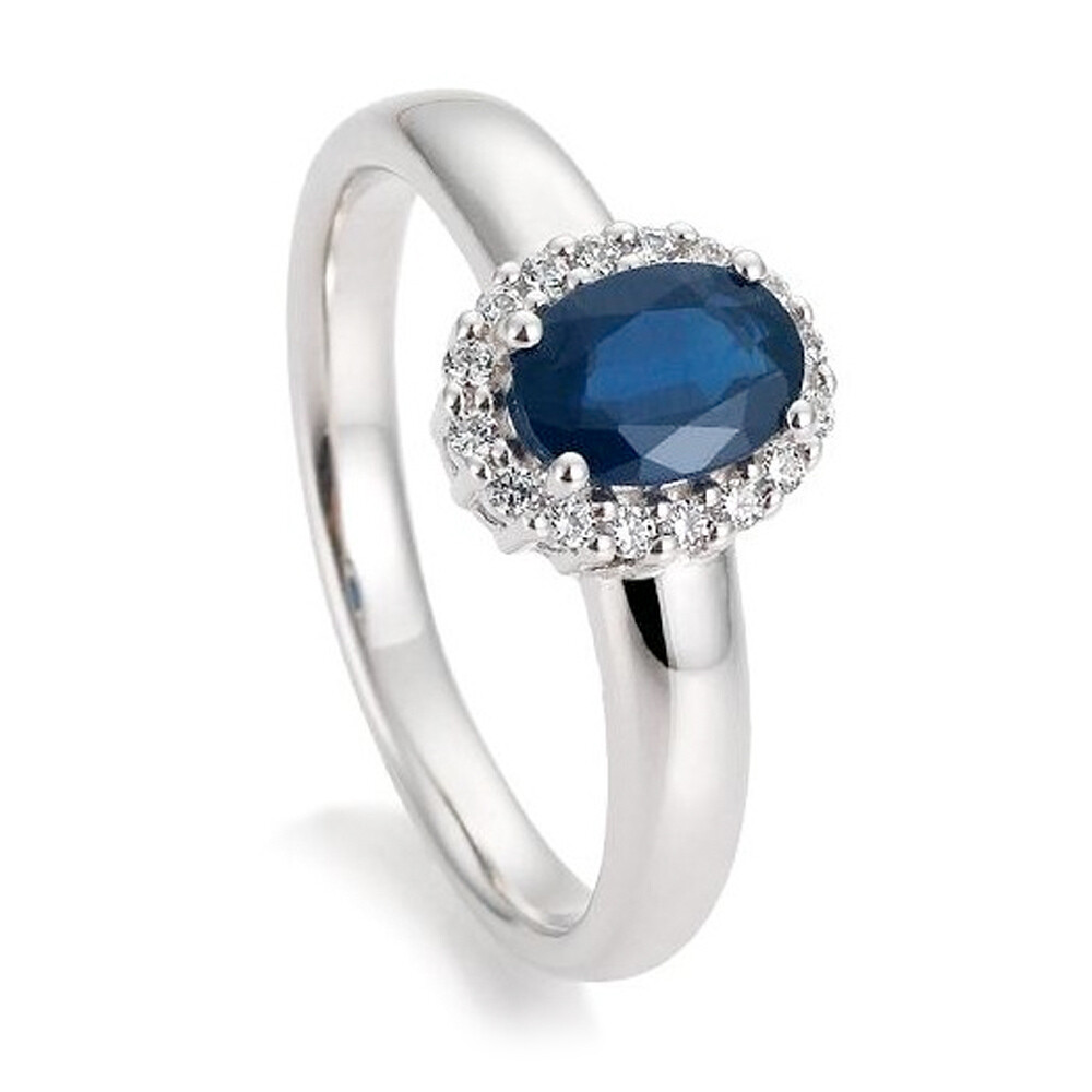 Ring mit Safir und Brillanten Weißgold BR225-4
