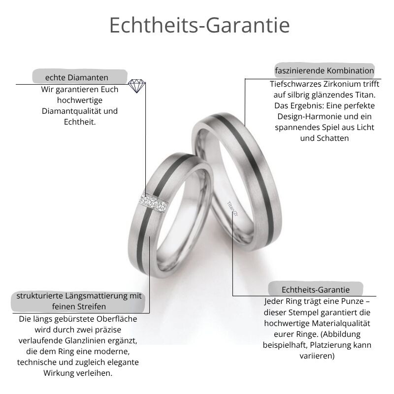 Eheringe Titan Zirkonium Brillant Ruesch 79/10130 & 79/10140