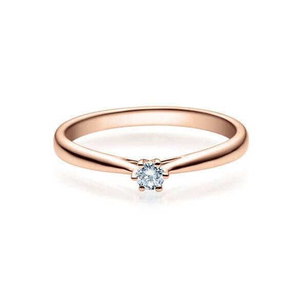 Verlobungsring Solitär Brillant 0,080 ct. w, si Rotgold 585 6er Kappe Rubin RU-1504