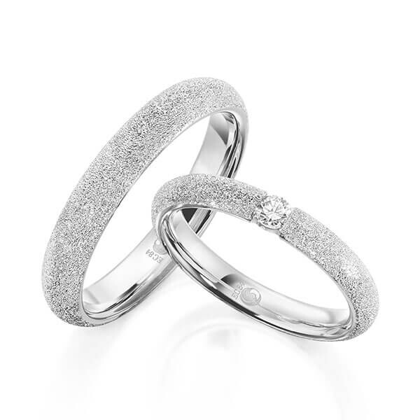 Paar Trauringe / Eheringe Weißgold 333/- zus. 0,100 ct, tw, si - RU-1610-2