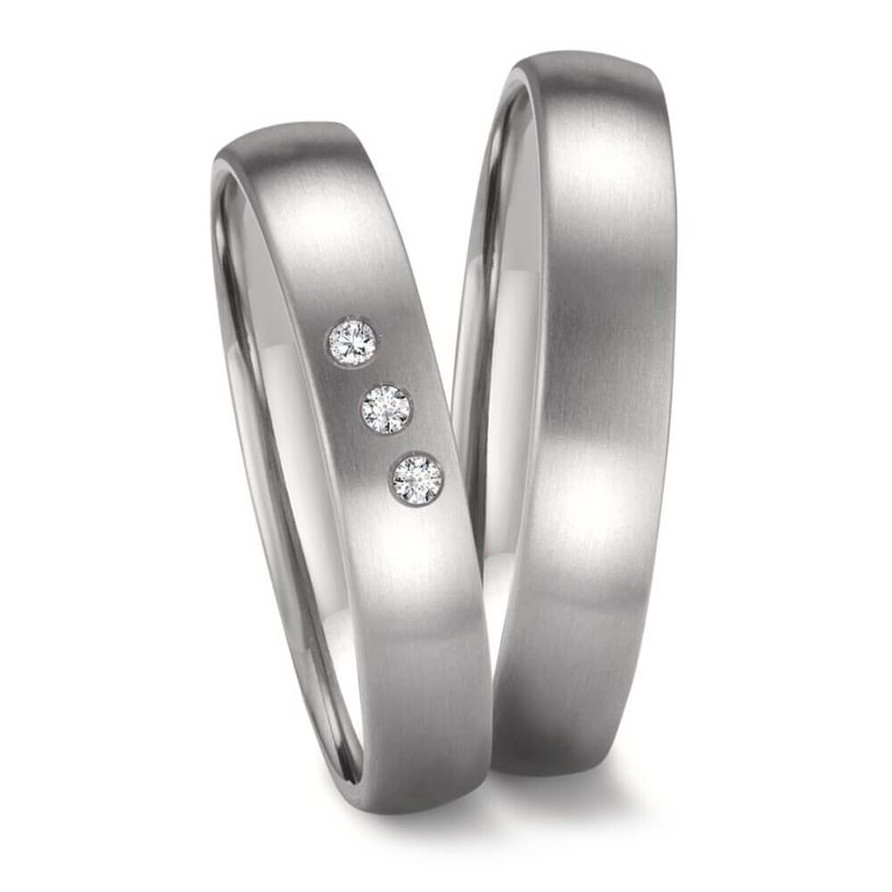 Eheringe Zirkonium hell 3 Brillanten