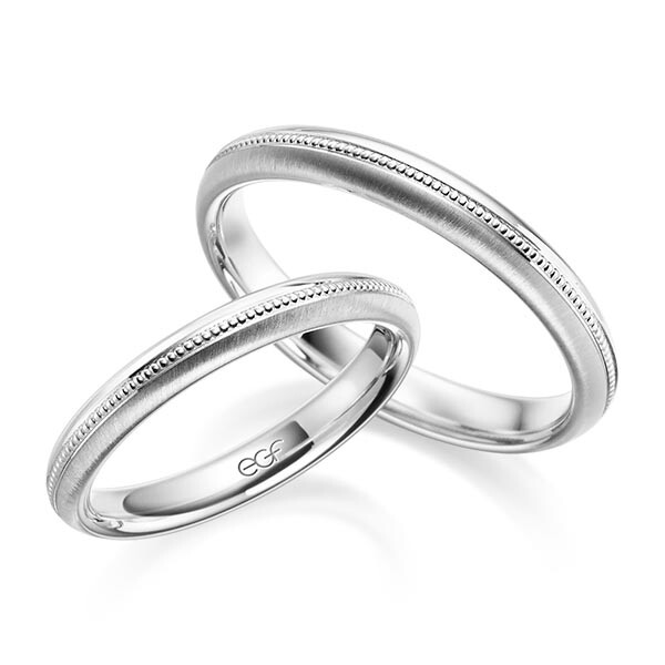 egf Trauringe Weißgold Perlfuge F-1344-4