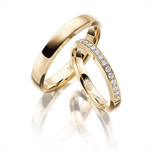 Paar Trauringe / Eheringe Gelbgold 333/- zus. 0,340 ct, tw, si - RU-1639-1