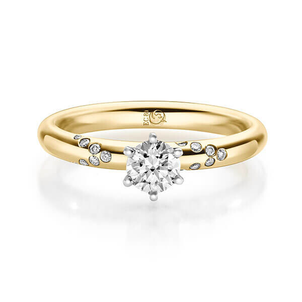 Diamantring Gelbgold 375 zus. 0,470 ct, tw,si Brillant Rubin RU-1719-2