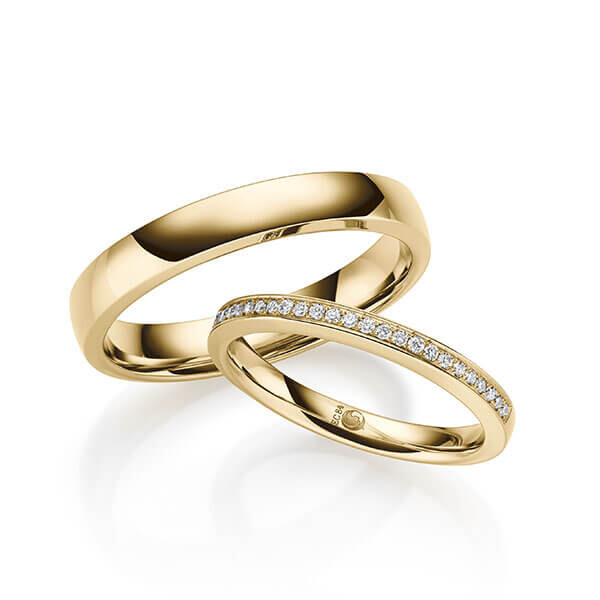 Paar Trauringe / Eheringe Gelbgold 333/- zus. 0,135 ct, tw, si - RU-1698-2