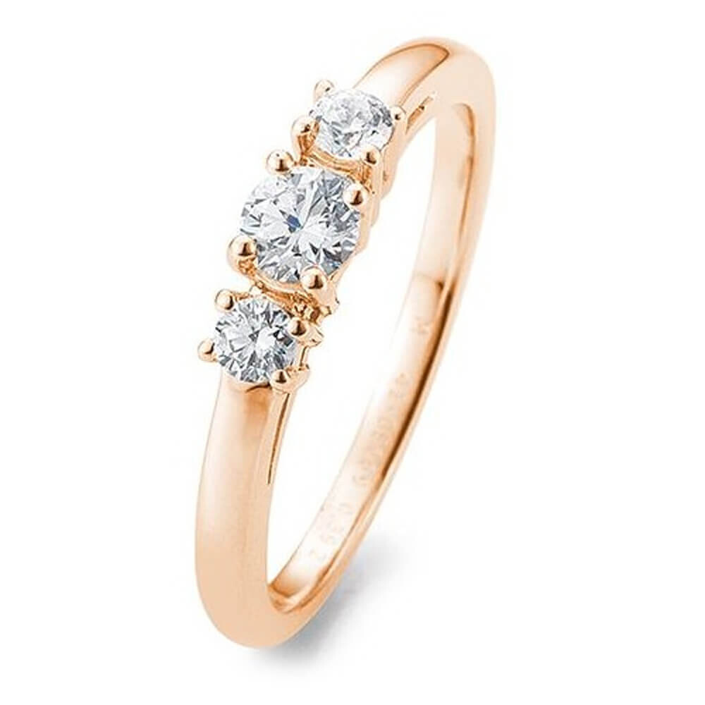 Verlobungsring 3 Steine Roségold mit Lab-Grown Diamanten
