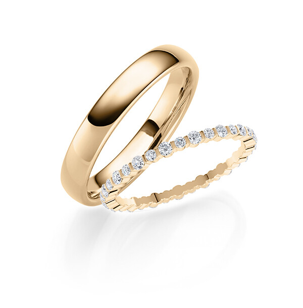 Paar Trauringe / Eheringe Roségold 375/- zus. 0,570 ct, tw, si - RU-1825-3